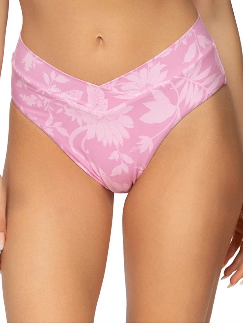 Swim Systems Pink Floral High Waist Bikini Bottom NWT Size S B374